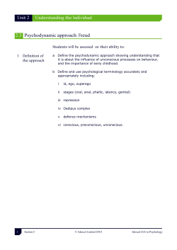 Unit 2 Understanding the Individual 2.3 Psychodynamic approach
