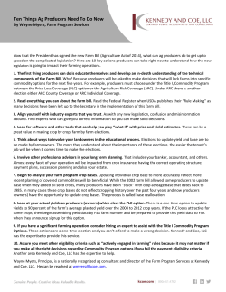 Ten Things Ag Producers Need To Do Now