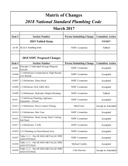 Matrix of Changes 2018 National Standard Plumbing Code