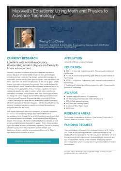 Maxwell`s Equations: Using Math and Physics to Advance Technology