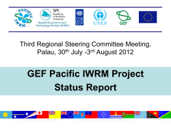 Annual Report of the Regional Project Manager on the GEF Pacific