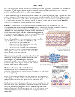 Cancer POGIL Cells will only progress through the cell cycle when