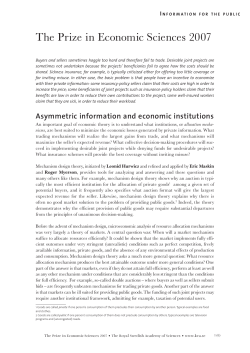 The Prize in Economic Sciences 2007