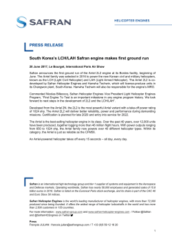 South Korea`s LCH/LAH Safran engine makes first run