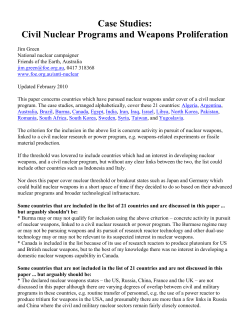 Case Studies: Civil Nuclear Programs and Weapons Proliferation