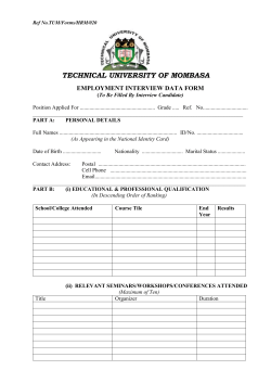 technical university of mombasa employment interview data form