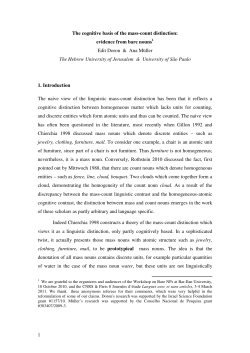 1 The cognitive basis of the mass-count distinction: evidence from