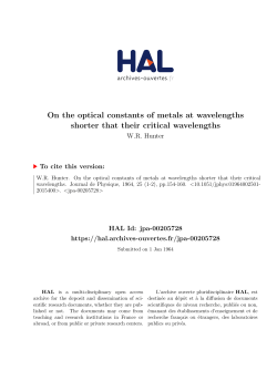 On the optical constants of metals at wavelengths shorter that