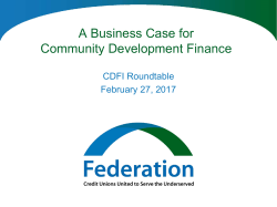 Focus in CDFI Low-Income and Investment Area Target Markets