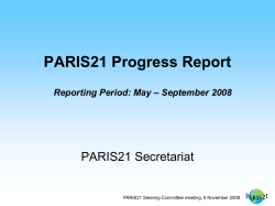 PARIS21 Progress Report (Reporting Period: May &ndash; September 2008)