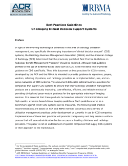 ACR-RBMA Best Practices Guidelines on Imaging Clinical Decision