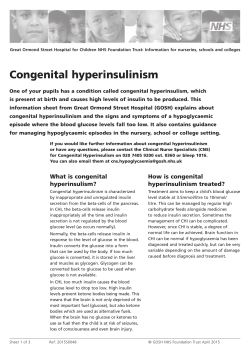 Congenital hyperinsulinism - Great Ormond Street Hospital