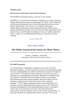 The Online Journal of the Society for Music Theory