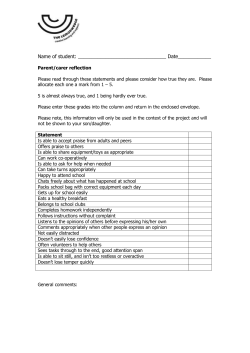 Parent/Staff/Student Reflection Tool