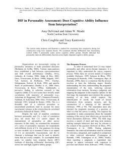 DIF in Personality Assessment: Does Cognitive Ability Influence Item