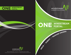 ONE WINDSTREAM PORTAL - Windstream Carrier Solutions