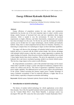 Energy Efficient Hydraulic Hybrid Drives