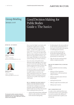 Good Decision-Making for Public Bodies Guide 1: The