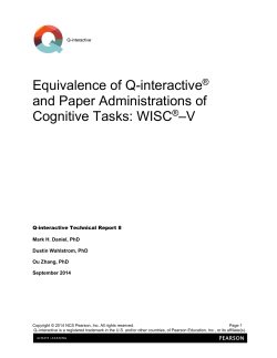 Equivalence of Q-interactive and Paper Administrations of Cognitive