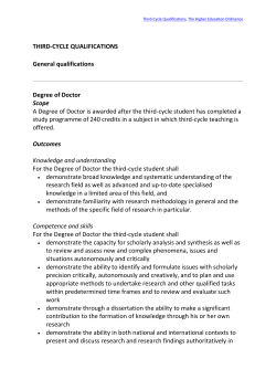 THIRD-CYCLE QUALIFICATIONS General qualifications Degree of