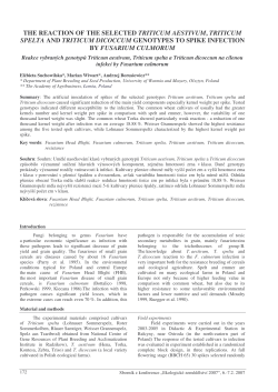 the reaction of the selected triticum aestivum, triticum spelta and