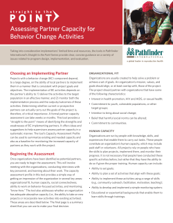 Assessing Partner Capacity for Behavior Change Activities