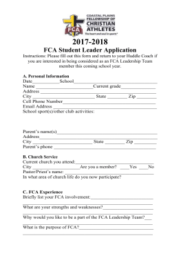 2017-2018 FCA Student Leader Application