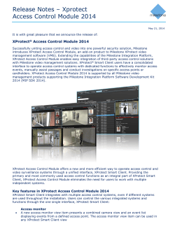 Milestone XProtect Access Control Module 2014 ReleaseNote FINAL