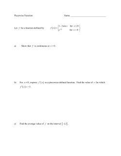 Piecewise Function Name Let f be a function defined by 1 2sin for 0