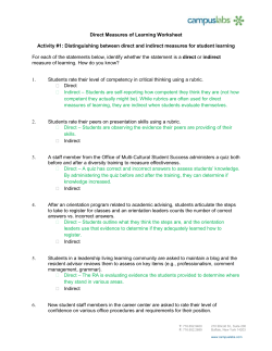 Direct Measures of Learning Worksheet Answers