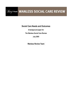 Social Care Needs and Outcomes