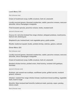 Lunch Menu- $15 first (choose one) Cream of mushroom soup