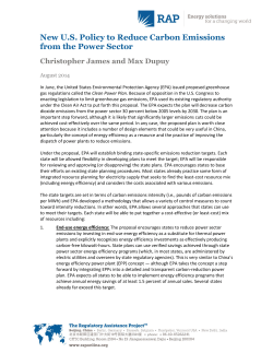 New U.S. Policy to Reduce Carbon Emissions from the Power Sector