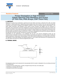 Power Dissipation in High Precision Vishay Sfernice Chip Resistors
