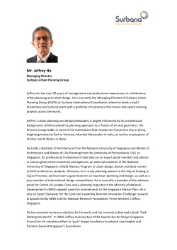 Mr. Jeffrey Ho Managing Director Surbana Urban Planning Group