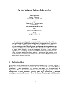 On the Value of Private Information 1 Introduction