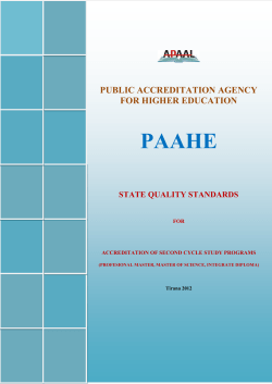 State Quality Standards for Accreditation of Second Cycle Study