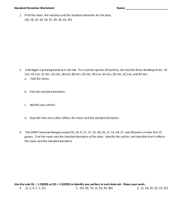 Standard Deviation Worksheet Name: 1. Find the mean, the