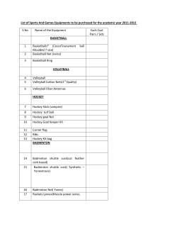 List of Sports And Games Equipments to be purchased for the