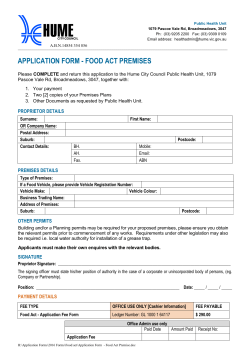application form - food act premises