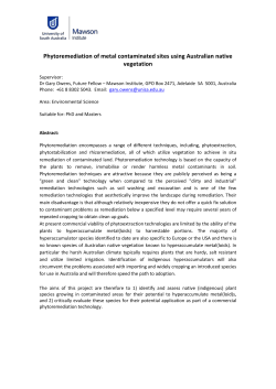 Phytoremediation of metal contaminated sites using Australian