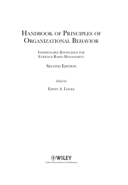 Handbook of Principles of Organizational Behavior
