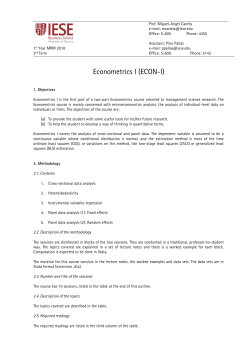 Econometrics I - PhD in Management