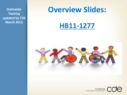 Overview of HB11-1277 - Colorado Department of Education