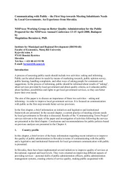 Communicating with Public &ndash; the First Step Towards