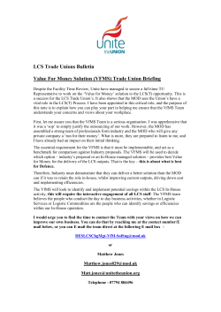 LCS Trade Unions Bulletin Value For Money Solution (VFMS) Trade