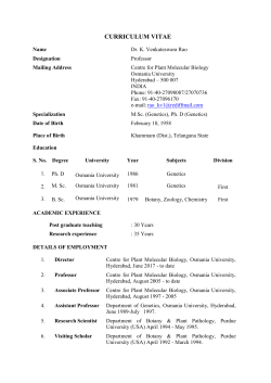 curriculum vitae - Osmania University