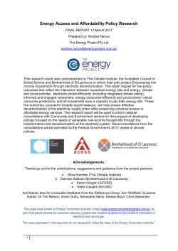 Energy Access and Affordability Policy Research