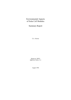 Environmental Aspects of Solar Cell Modules