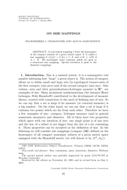 ON SIZE MAPPINGS 1. Introduction. Size is a natural notion: it is a